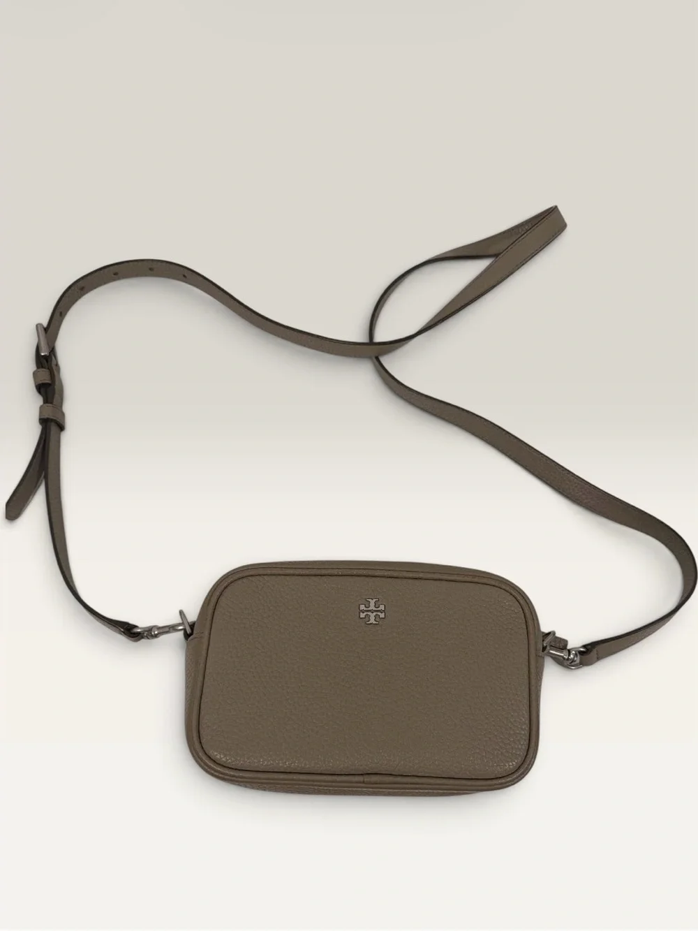 Tory Burch Pebbled Leather Camera Bag - Taupe Brown